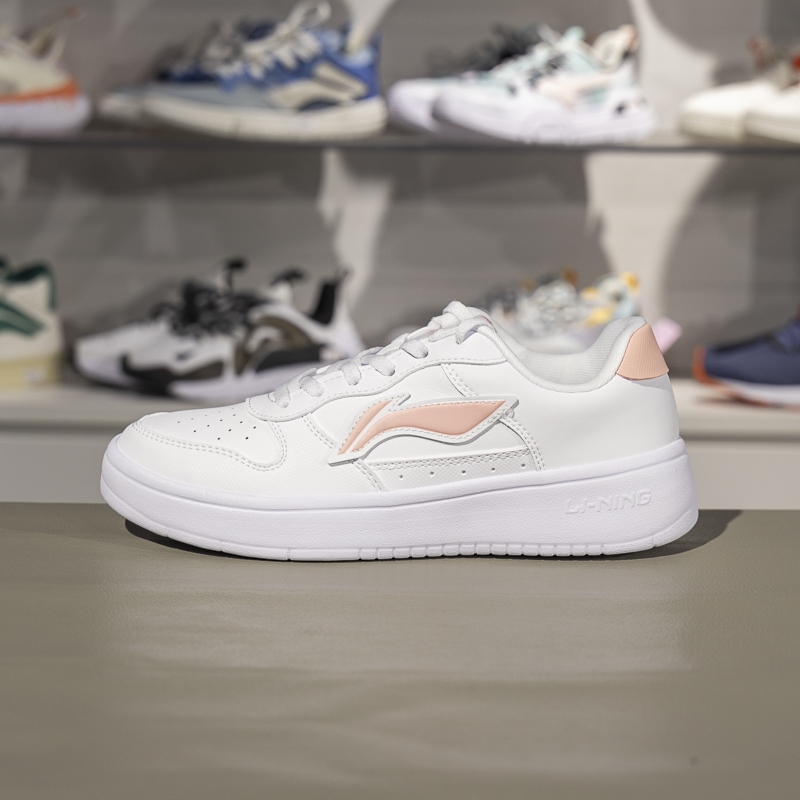 李宁板鞋休闲鞋女子2023春季新款防滑耐磨低帮运动鞋AGCT654