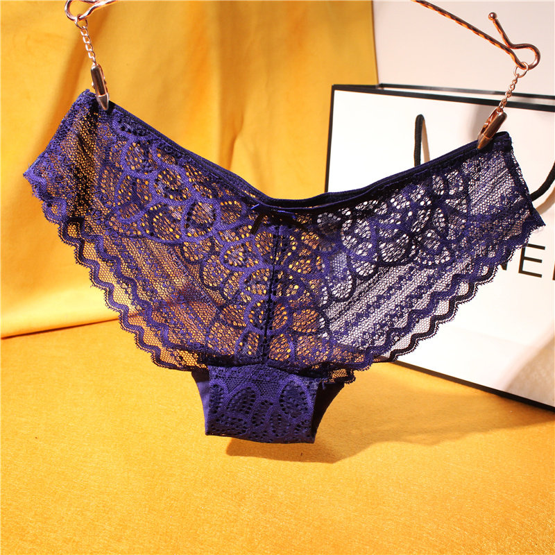 好货▲欧美透明透视性感蕾丝诱惑女士内裤女 中低腰三角裤日系