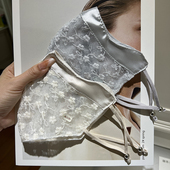 2026年新款 半透刺绣网纱面罩护眼角小花 夏防晒蕾丝提花口罩轻薄款