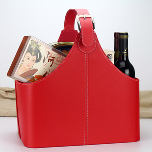 皮革公司中秋送礼物小篮子礼品篮皮手提收纳篮子水果篮收纳筐定制