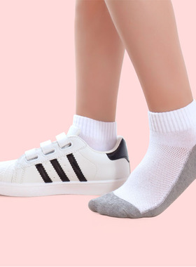 男童袜子夏季春秋薄款儿童男学生灰底2-12岁大童袜青少年低帮短袜