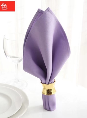 纯棉餐巾口专用标准样板房装饰布定型纯棉星级酒店折花西餐厅紫色
