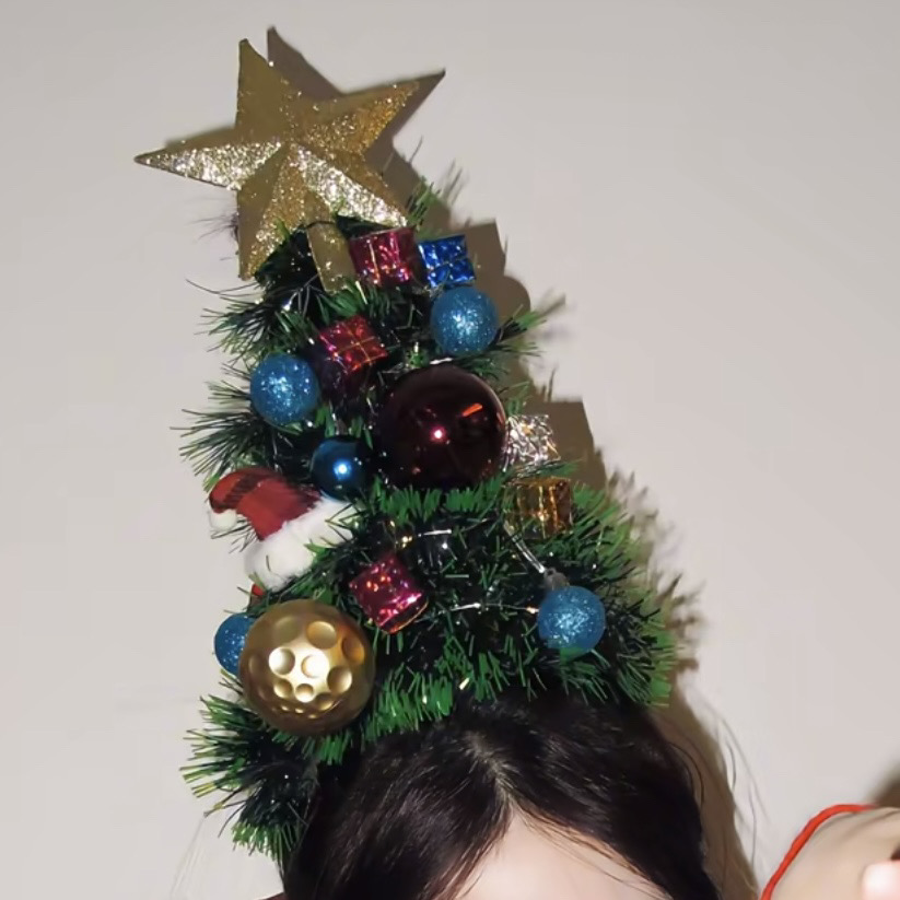 小红书同款网红圣诞树手工diy材料包头饰节日氛围装扮拍照道具