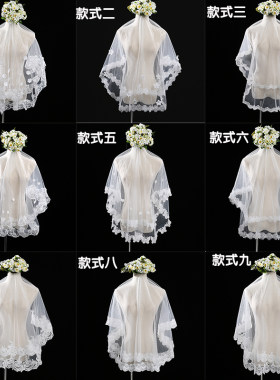新娘花瓣白色蕾丝短款