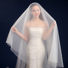 新款韩式纯色遮面新娘结婚婚纱软头纱3米头纱超长拖尾头纱