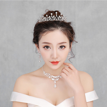 水钻合金皇冠发饰项链耳坠三件套婚纱礼服配 包邮 新娘新款 头饰韩式