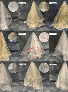 新款新娘头纱韩式婚纱头饰超仙白色短款简约素纱蓬蓬纱女旅拍头纱