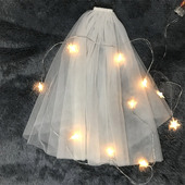 短款 女新娘婚纱头纱韩式 简约头纱头饰超仙网红拍照道具森系头纱白