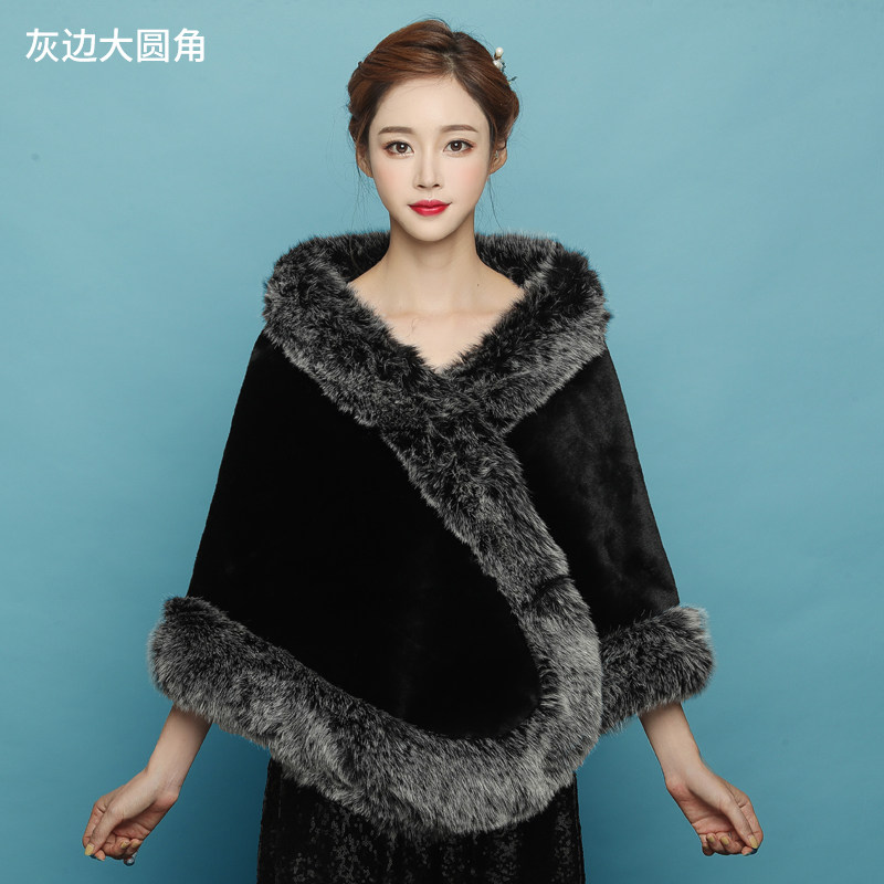 新品新娘婚纱毛披肩仿皮草毛毛外套婚礼派对礼服披肩斗篷