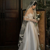 新娘结婚主婚纱头纱影楼旅拍发饰超仙森系复古蕾丝花边拍照道具