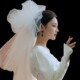 新娘结婚云朵头纱领证蓬蓬造型主婚纱头饰拍照复古中长款 摄影跟妆