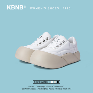 KBNB【小红书推荐】2024春秋新款大头软皮面包鞋女高级厚底休闲鞋