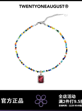 TWENTYONE红宝石ins风项链韩国