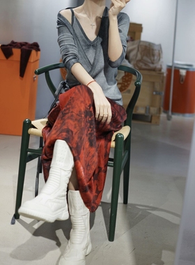 final sale! hand painted  真丝羊绒系带围裹式开衫