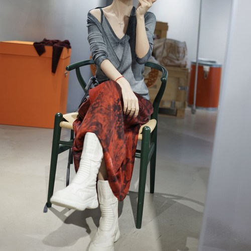 final sale! hand painted  真丝羊绒系带围裹式开衫