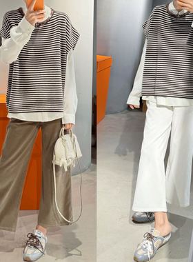 早春系列  百搭灯芯绒宽松直筒裤/露踝裤 2色