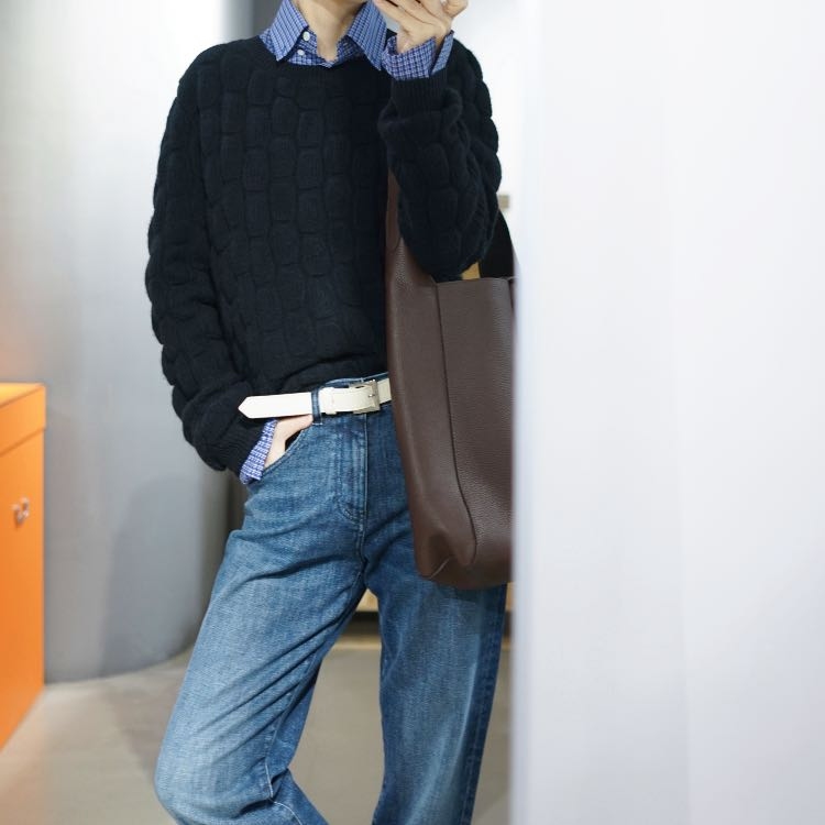 苯胺染色触感舒适牛皮金属扣腰带