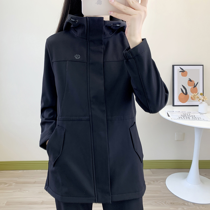 中长款软壳冲锋衣女加绒风衣外套