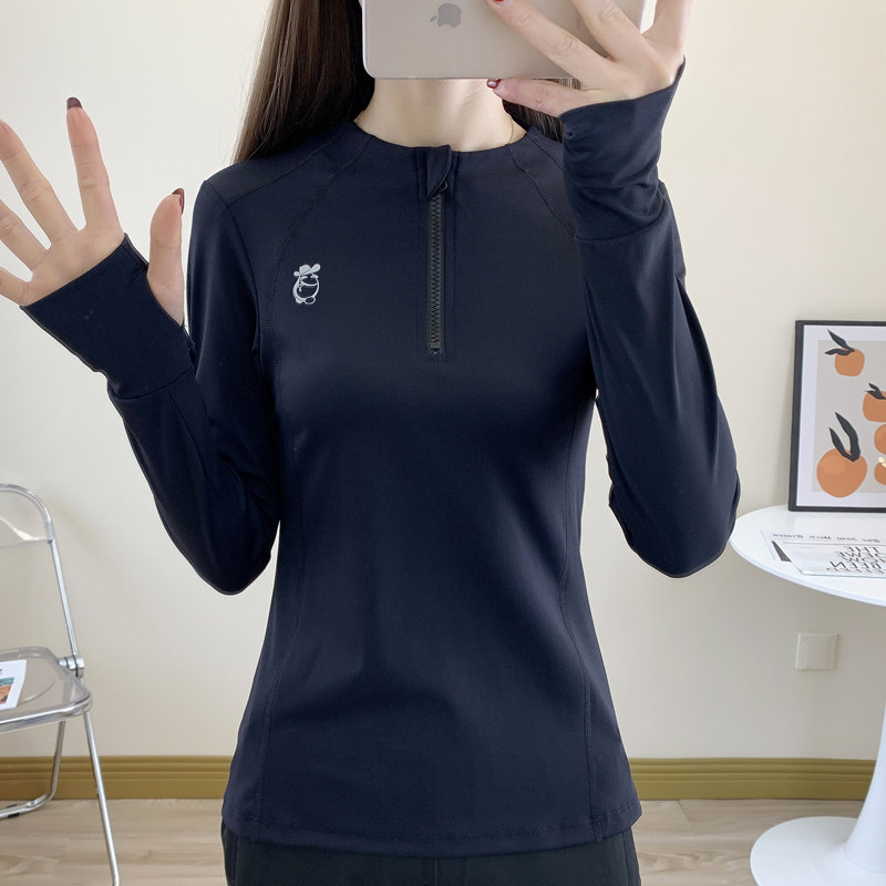 大码瑜伽上衣女网眼拼接跑步健身服长袖速干T恤弹力透气运动外套