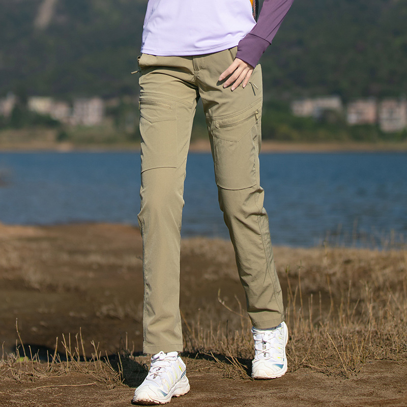 户外登山裤速干裤女式工装长裤弹力薄款春夏显瘦吸汗多口袋长裤男