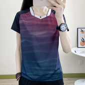 时尚 男羽毛乒乓球团服 速干衣T恤女户外弹力透气轻薄显瘦运动短袖