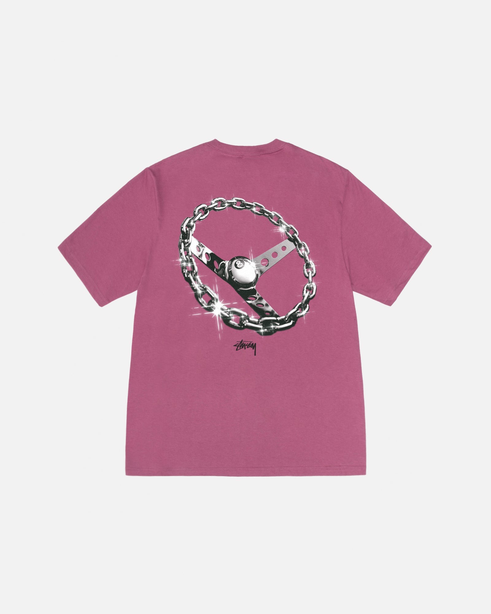 日本代购STUSSY TEE8球链条方向盘短袖T恤男女情侣潮流24SS-封面