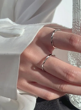 925纯银开口素圈戒指高级感女ins时尚个性轻奢小众设计食指戒简约