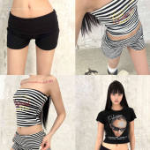 设计感性感辣妹包臀裤 ROY11 翻边超短裤 外穿修身 不出错一条裤 子