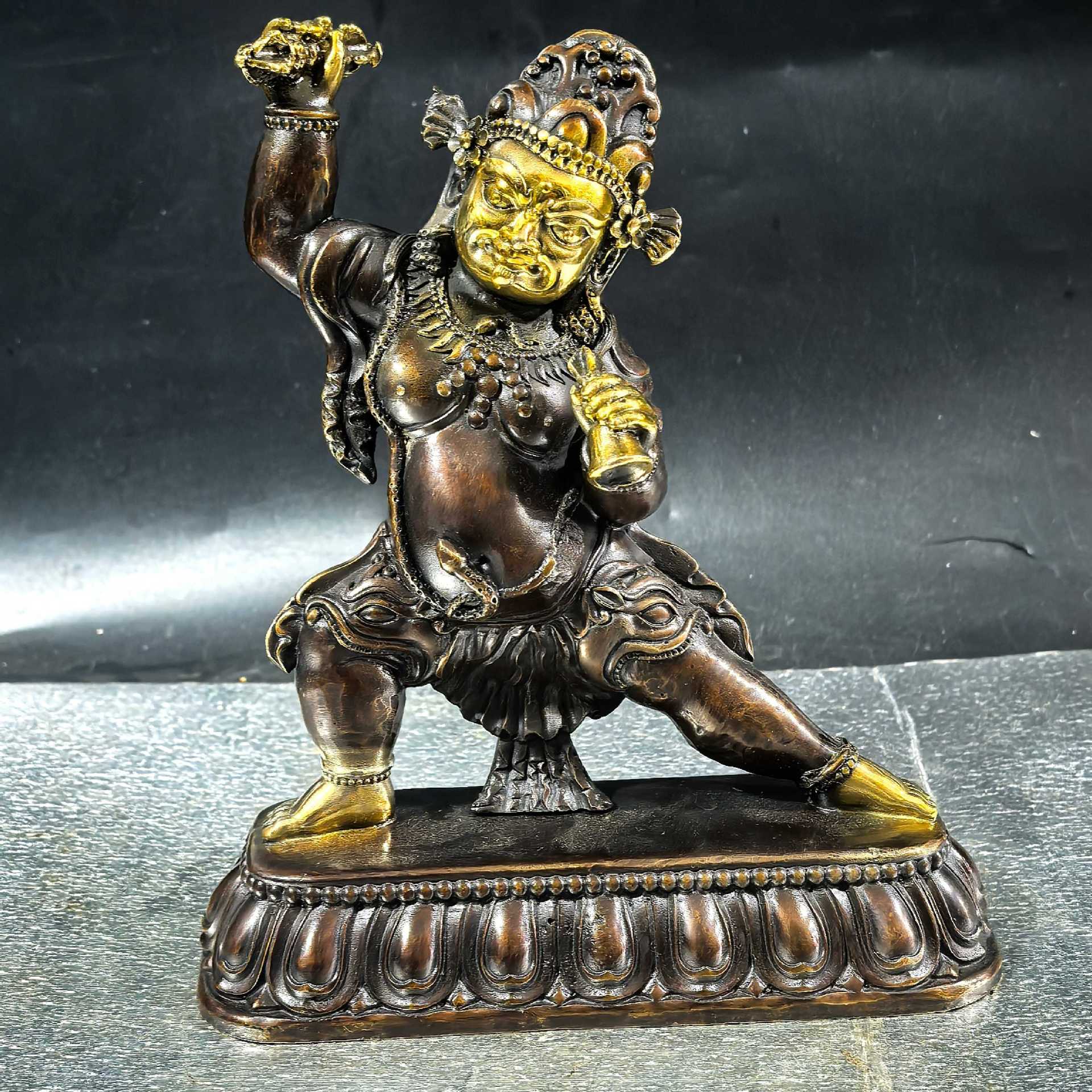 批发仿古铜鎏金居家供奉宗教佛像工艺品铜金刚手造像桌面装饰摆件