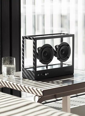 现代创意家居饰品创意透明亚克力金属低音炮音响简约蓝牙音箱摆件