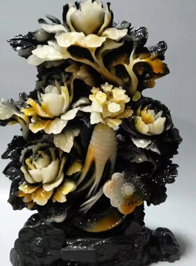 玉石人参如意摆件独山玉芙蓉石工艺品奇石原石石雕居家办公乔迁送