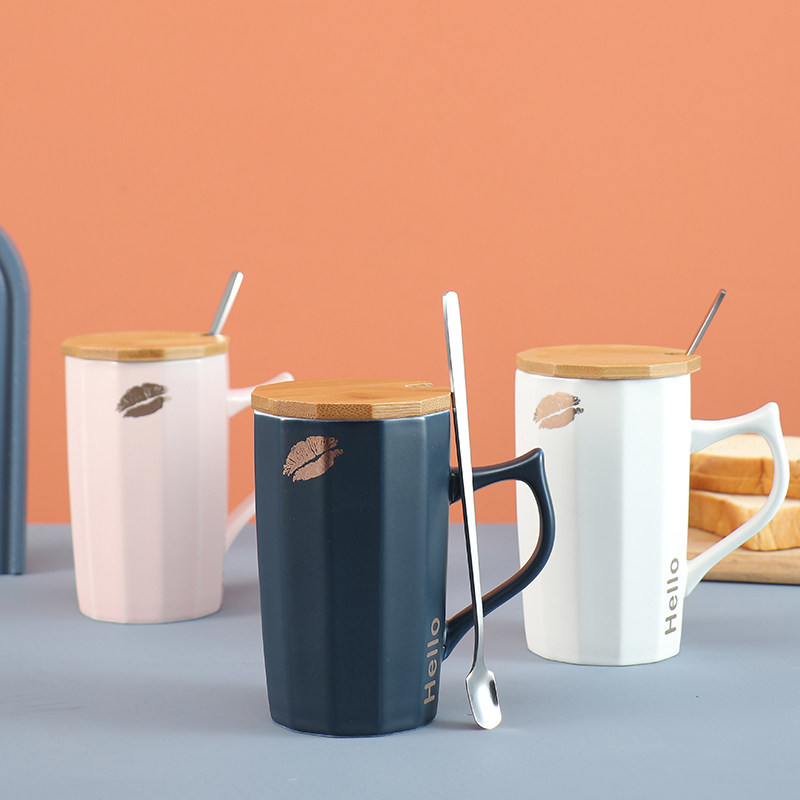 马克杯简约北欧陶瓷小清新成人办公室情侣一对创意个性陶瓷带盖勺,餐饮具,马克杯,淘宝优惠券,粉丝福利购,淘宝优惠卷