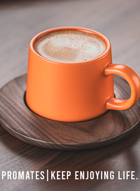Promates橙色马克杯陶瓷咖啡杯女士个人专用加州高级感杯子送礼