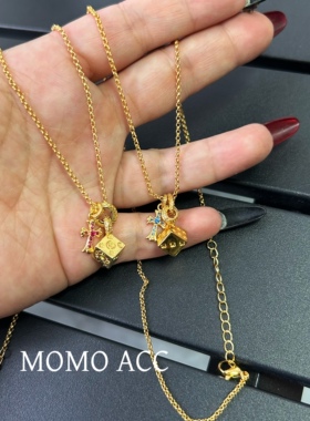 315日韩立体彩色微镶锆十字超酷个性百搭T恤卫衣项链