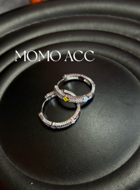 242新款法式立体微镶彩色滴釉点缀气质百搭耳圈（3CM）