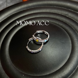 3CM 立体微镶彩色滴釉点缀气质百搭耳圈 法式 242新款