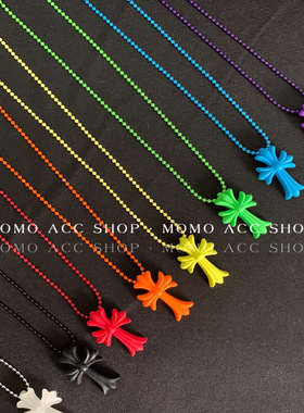 084爆款彩色十字链条夏天超洋气项链