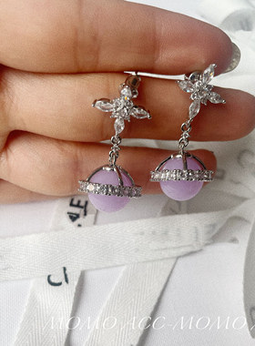 101新款紫色微镶立体简约耳饰