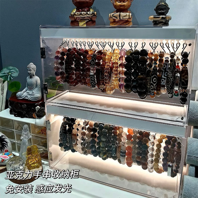亚克力水晶文玩收纳盒感应亮灯大图片
