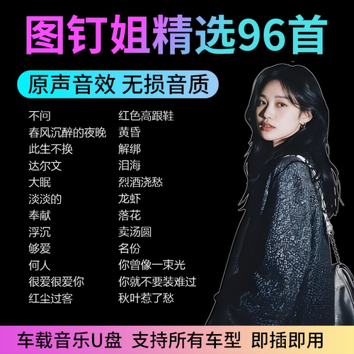 图钉姐音乐U盘专辑精选翻唱全集热门网红车载歌曲无损高品音质CD