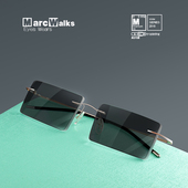 锋刃沈西林无框纯钛近视墨镜太阳镜染色镜方形眼镜架眼镜框男女