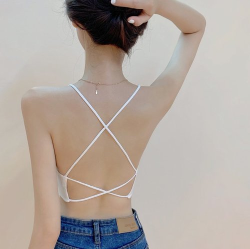 **Actual price**~Real shot of thin strap double cross beautiful back big backless sexy short camisole for women