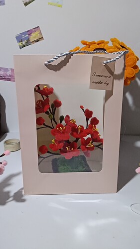 扭扭棒梅花盆栽带礼品袋成品如图不是材料包还可以订粉色系紫色系