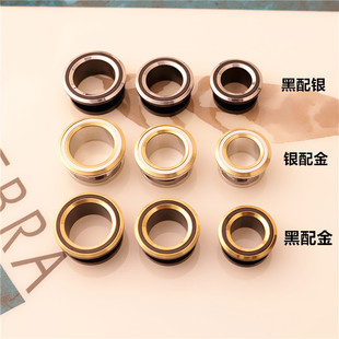 欧美不锈钢斜面双色耳廓滑轮穿刺耳洞耳环耳钉扩耳器饰品