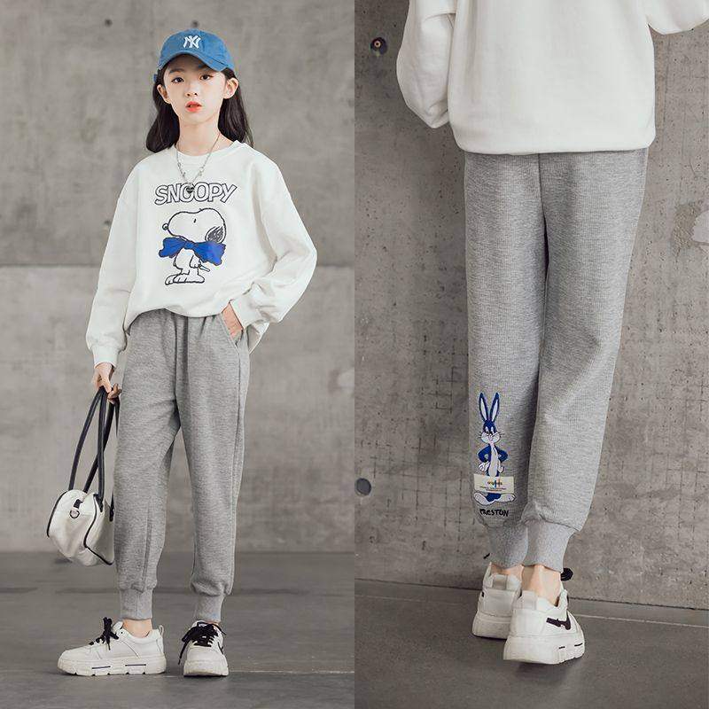 儿童运动裤束脚秋冬中大童新款宽松卫裤女童外穿洋气休闲裤子,童装/婴儿装/亲子装,运动裤卫裤,淘宝优惠券,粉丝福利购,淘宝优惠卷