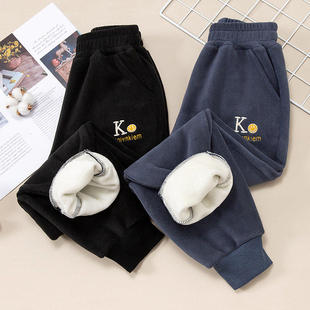 休闲运动裤 儿童加绒裤 秋冬加厚外穿保暖裤 舒适束脚裤 子男女童时尚