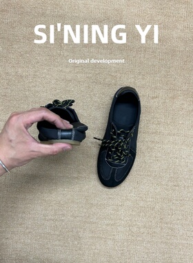 3CM内增高多巴胺休闲德训鞋女2026春季新款拼色系带软底阿甘板鞋