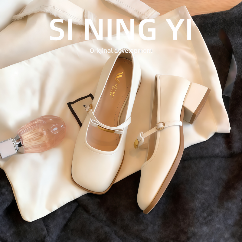 羊皮版玛丽珍鞋女新款夏季粗跟配裙子单鞋软底不累脚爆款鞋子大码,女鞋,浅口单鞋,淘宝优惠券,粉丝福利购,淘宝优惠卷