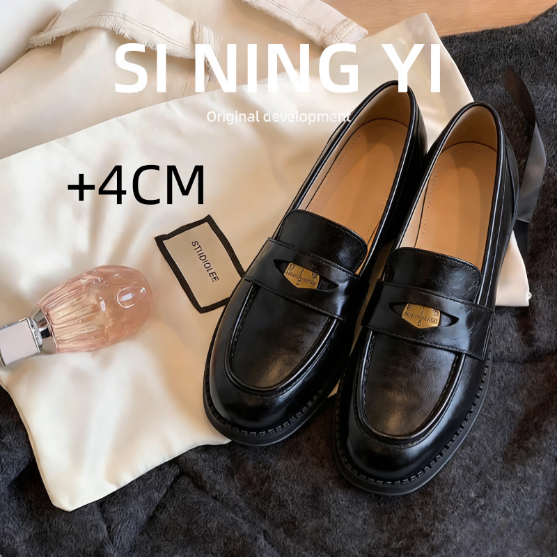 复古小金币厚底乐福鞋女2026新款真皮英伦风山茶花增高小皮鞋单鞋,女鞋,深口单鞋,淘宝优惠券,粉丝福利购,淘宝优惠卷