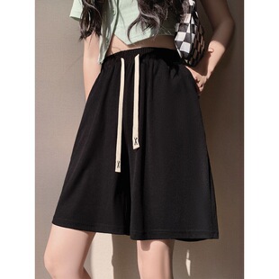 女夏季 跑步阔腿五分裤 薄款 休闲中裤 高腰显瘦胖mm大码 冰丝运动短裤